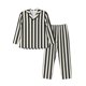 thumbnail image 1 of Balery Black And White Thick Stripes Pijama para Hombre de Dos Piezas con Manga Larga, Conjunto de Dormir y Descanso Suave con Bolsillos-Large, 1 of 7