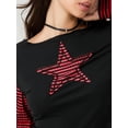 thumbnail image 4 of LMLYSoH Women T-shirt Long Sleeve Crew Neck Star Stripes Slim Fit Ladies Tops for Casual Daily, 4 of 9