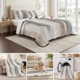thumbnail image 6 of Twin Quilt Set 68''x86'', Beige Gray Lightweight Summer Bedspread Coverlet Set with 2 Pillow Shams, Abstract Grunge Mottled Neutral Texture Breathable All Season Quilt Bedding for Dorm/Bedroom, 6 of 9