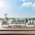 thumbnail image 2 of Lounge Sectional Sofa Chair Table Set, White Gray Grey, Aluminum, Metal, Fabric, Modern Contemporary, Outdoor Patio Balcony Cafe Bistro Garden Furniture Hotel Hospitality, 2 of 10