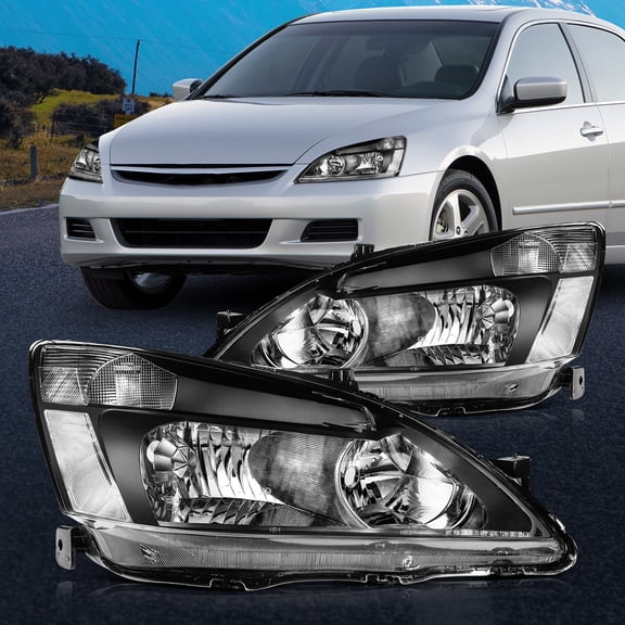 For 2003 2004 2005 2006 2007 Honda Accord Black Housing Headlights Assembly L R