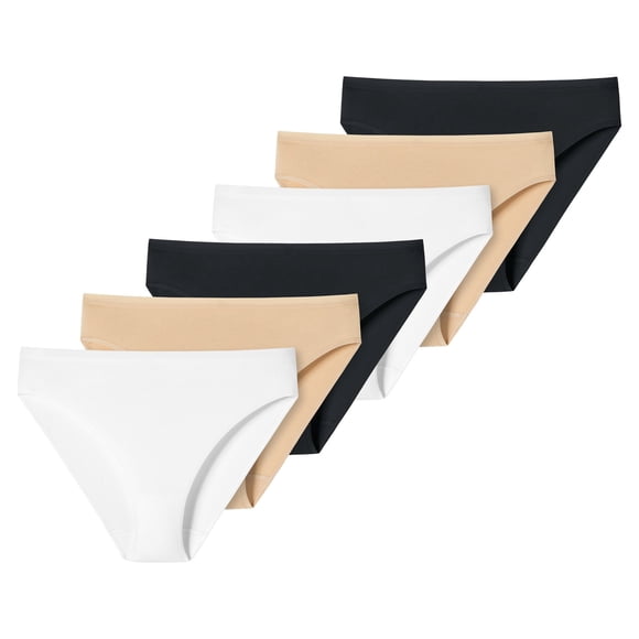 UNCOVER by SCHIESSER Calzoncillos para mujer - Tai, algodón suave, paquete de 6 Blanco/beige/negro XL (X-Large)