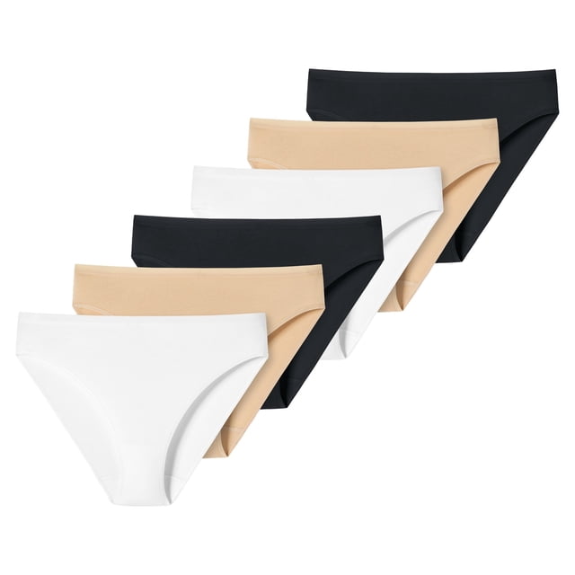UNCOVER by SCHIESSER Calzoncillos para mujer - Tai, algodón suave, paquete de 6 Blanco/beige/negro XL (X-Large)