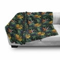 thumbnail image 3 of Exotic Soft Flannel Fleece Throw Blanket, Jungle Plants Pattern with Tropical Bird of Paradise Hibiscus Monstera and Palm, Cozy Plush for Indoor and Outdoor Use, 70" x 90", Multicolor, by Ambesonne, 3 of 6