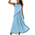 thumbnail image 4 of Sokhug Womens Sleeveless Maxi Dress Round Neck Color Block with Pockets Casual A Line Summer Dresses, 4 of 9