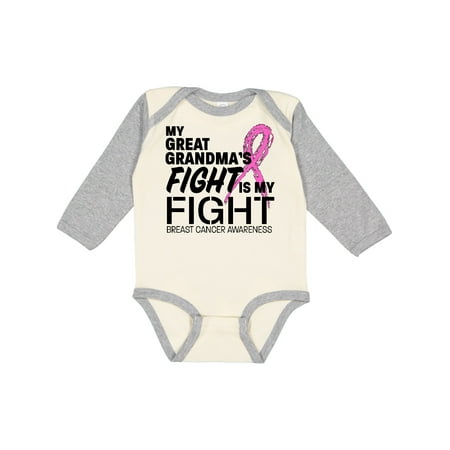 

Inktastic Great Grandma s Fight is My Fight- breast cancer awareness Gift Baby Boy or Baby Girl Long Sleeve Bodysuit