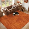 thumbnail image 2 of 8'x10' Area Rugs, Burnt Orange Indoor Outdoor Area Rug for Living Room Bedroom, Farmhouse Linen Texture Washable Bathroom Rugs Kitchen Floor Carpet Mats Home Decor, 2 of 8