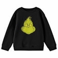 thumbnail image 3 of The Grinch Smiling Grinch's Face Boy's Black Crew Neck Long Sleeve Sweatshirt-Large, 3 of 5