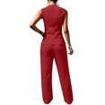 thumbnail image 2 of HBDesign Women Summer Seersucker 2 Piece Set V-Neck Vest Wide Leg Pants Slim Fit Outfit, 2 of 6