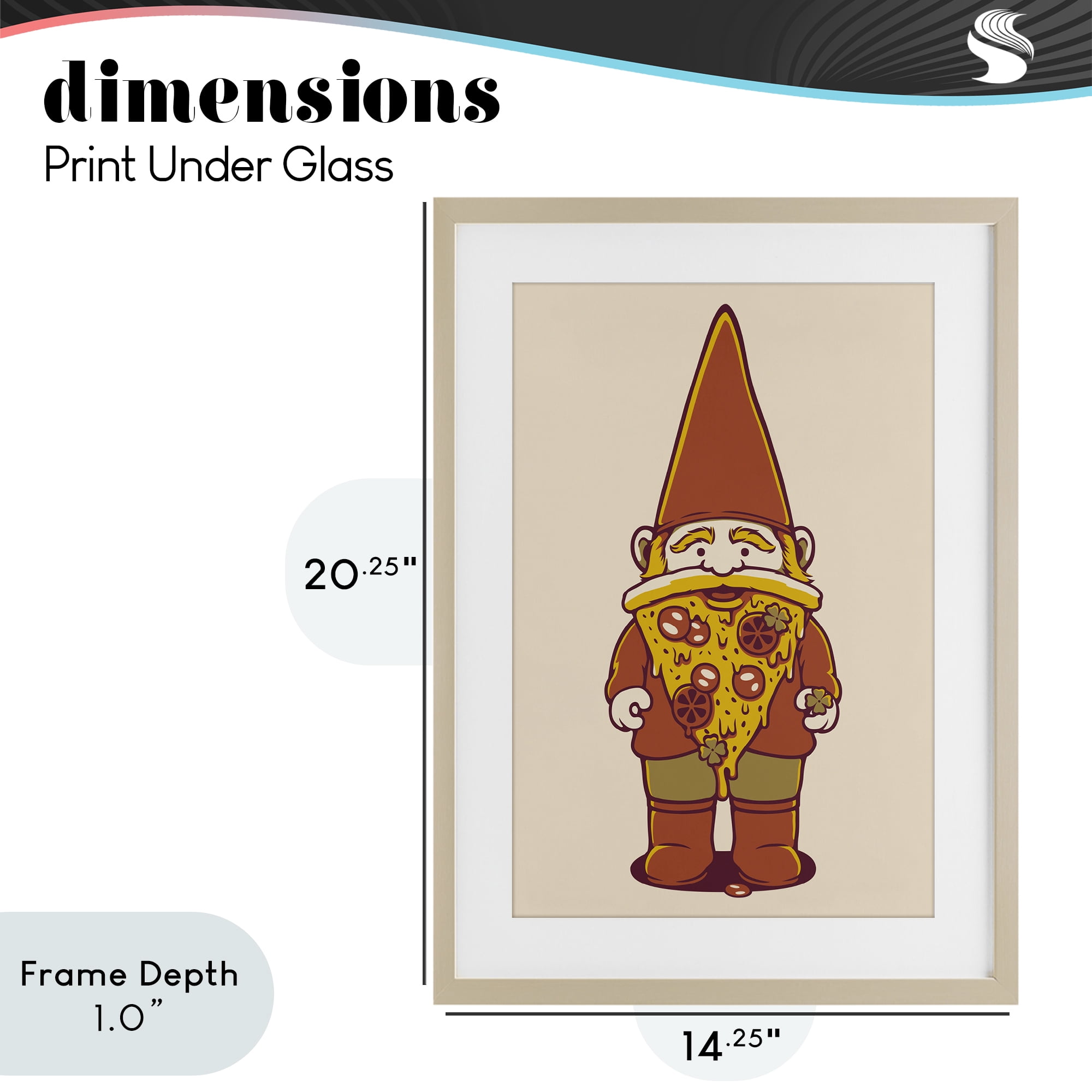 Stupell Industries Happy Pizza Gnome Birch Framed Print Under Glass, design by Tobe Fonseca