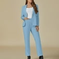 thumbnail image 4 of Bovxnpu Fall Winter Outfits for Women, Women 2 Piece Outfits Set 2 Piece Long Pants Formal Business Casual Sports Jacket with Pocket Lined Office Blazer Tracksuit Airport Travel Outfit, 4 of 5