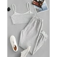 thumbnail image 3 of ZAFUL for Women's Leisure Contrast Tape Cropped Top And Jogger Pants Set Light Gray XL, 3 of 6