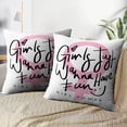 thumbnail image 3 of LALILO Throw Pillow Covers Girl Graphic Shirt Shirt Girl Pink Cushion Cover 18" x 18", 2 Pack, 3 of 6