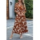 thumbnail image 3 of Vestido PRETTYGARDEN Midi Boho con Estampado de Hojas Marrón XXL, 3 of 6