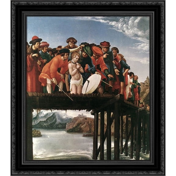 The Martyrdom Of St Florian 20x22 Black Ornate Wood Framed Canvas Art by Alsloot, Denys van