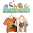 thumbnail image 1 of Kids Coat Hooks Rack Wooden Hanger Rail with Pegs Wall Mounted Children&#s Coat Rack with Hooks Cute Animals Design, 1 of 6