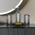 thumbnail image 4 of 4 Pieces Gray Bathroom Accessory Set,Hand Sanitizer Bottle Soap Dish Toothbrush Holder Mouthwash Cup,Premium Acrylic Lotion Dispenser Set,Travel Gifts for Family By HXRH, 4 of 8