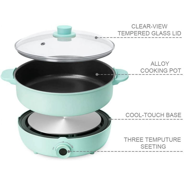 Electric Hot Pot with Divider 5.3 QT Shabu Shabu Pot Cooker Non