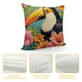 thumbnail image 4 of PRATYUS Hello Summer Vibes Decorative Throw Pillow Covers, Tropical Toucan Flamingo Palm Leaves Cushion Case Decor, Hawaii Hibiscus Flower Colorful Stripes Seasonal Home Decoration 18x18in, 4 of 5