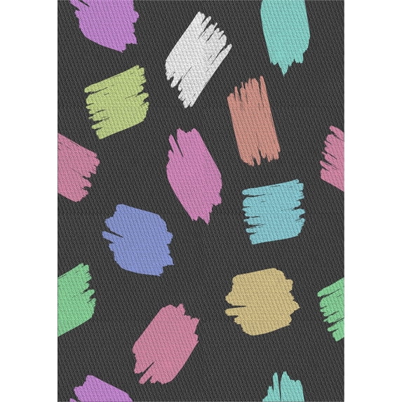 Ahgly Company Indoor Rectangle Patterned Charcoal Black Novelty Area Rugs, 2' x 3'