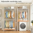thumbnail image 3 of Clothes Rack, Heavy Duty Clothing Rack for Hanging Clothes, Clothing Rack with Wheels, Adjustable Metal Garment Rack, 15.7" D x 35.5" W x 79" H, White, 3 of 8