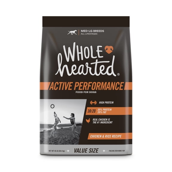 WholeHearted Active Performance High-Protein Chicken & Rice Recipe Dry Dog Food 45 lbs.