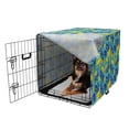 thumbnail image 2 of Fruit Dog Crate Cover, Lemons and Leaves Pattern in Cartoon Style on Background Geometric Shapes, Easy to Use Pet Kennel Cover for Dogs, 35" x 23" x 27", Yellow and Multicolor, by Ambesonne, 2 of 6