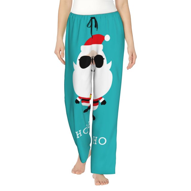 Fotbe Cute Santa Claus Pantalones de Pijama para Mujer, Pantalones de Dormir, Pantalones Pj con Cordón y Bolsillos-Medium