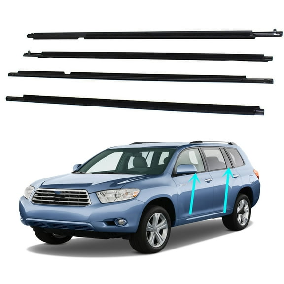 munirater 4 pcs Weatherstrip Window Molding Trim Sill Seal Belt fit for Toyota Highlander 2008 2009 2010