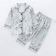 thumbnail image 2 of Odeerbi 1-8 Años Niños Niñas Pijamas de Raso Solapa de Muesca Camisa de Manga Larga Conjunto de Dos Piezas de Pijama Suave Estampado Floral, 2 of 9