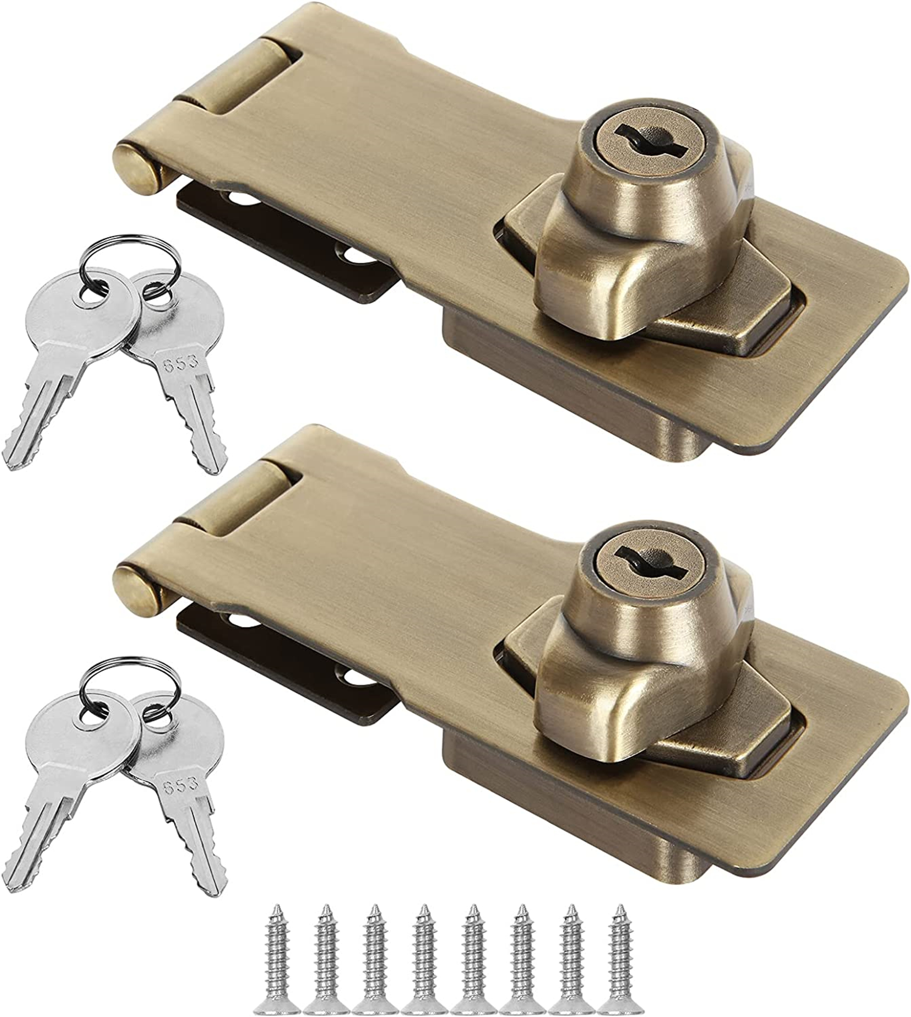 2 Pack 4 Inch Keyed Hasp Locks, Knob Lock, Keyed Hasp Lock