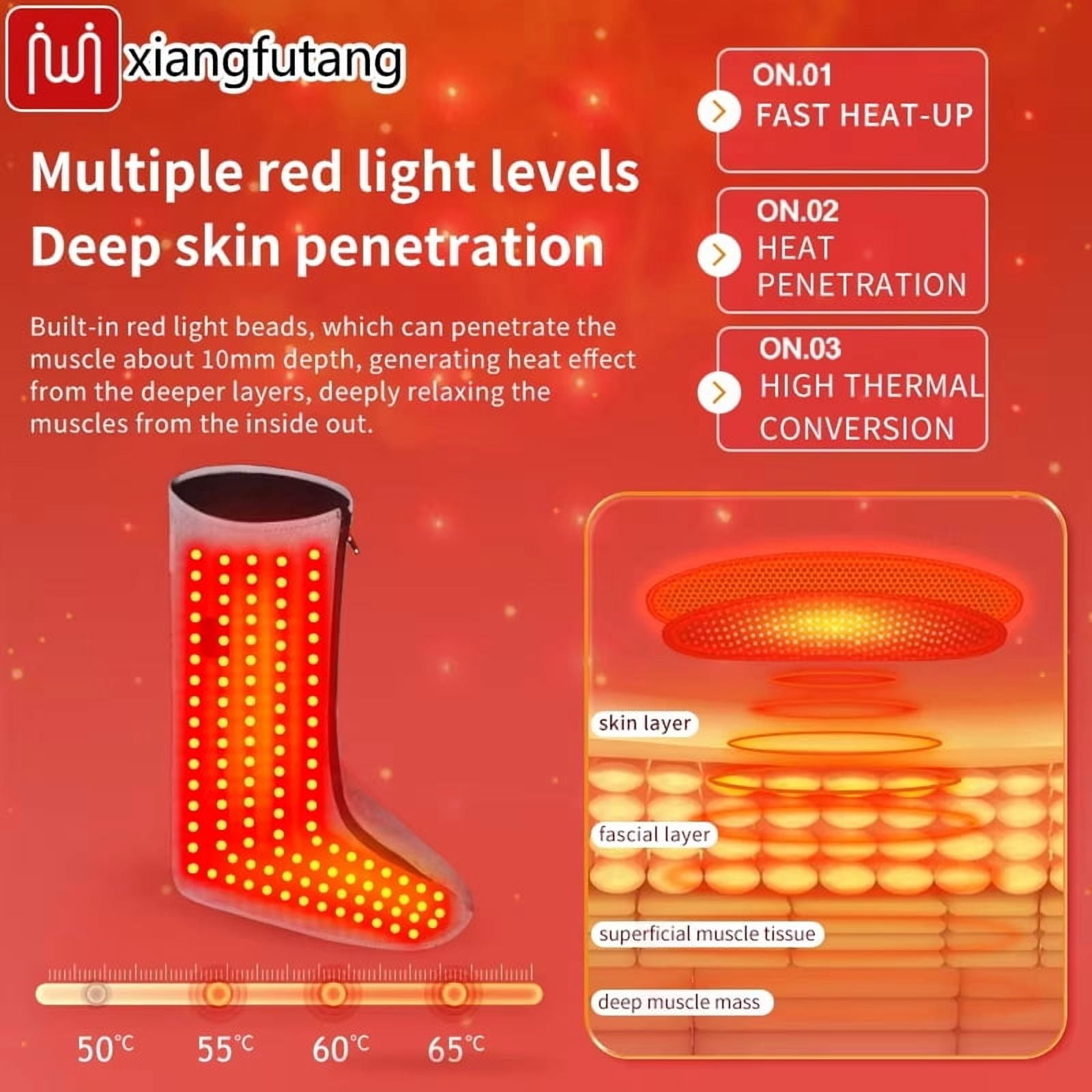 Red light heating vibrating boots foot wrap foot massager, all-inclusive massage A pair