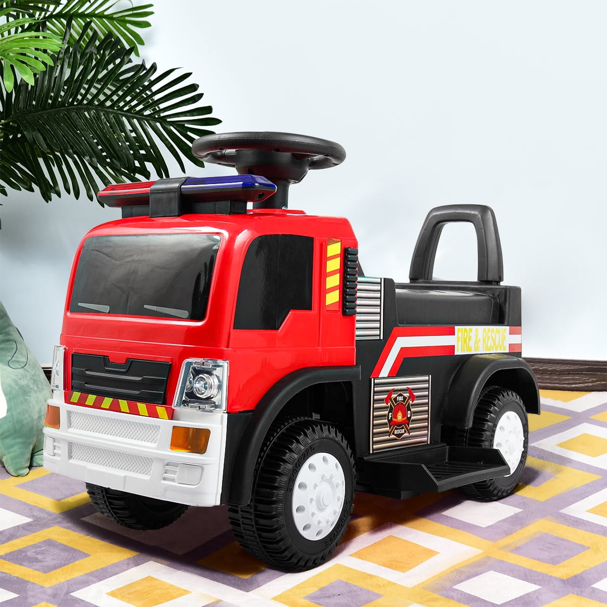 Kepooman Electric Car Toy for Kids, Ride-on Fire Truck, Leather Seat, Mp3 Music, Red Kepooman Electric Car Toy for Kids, Ride-on Fire Truck, Leather Seat, Mp3 Music, Red