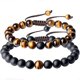 thumbnail image 1 of Pulsera de pareja de piedra de relación de larga distancia ajustable (marrón), pulsera tejida de piedra esmerilada, 1 of 5