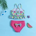 thumbnail image 6 of JIAYUE Girls Summer Swimsuit Set Cartoon Sleeveless Spaghetti Straps Halter Tankinis Briefs Ruffled Cropped Bikini For Child Soft Comfy Bathing Suit, 6 of 8
