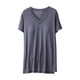 thumbnail image 2 of Blusa de pijama de manga corta para mujer, lisa, informal, a la moda, con cuello regular, de manga corta, 2 of 4