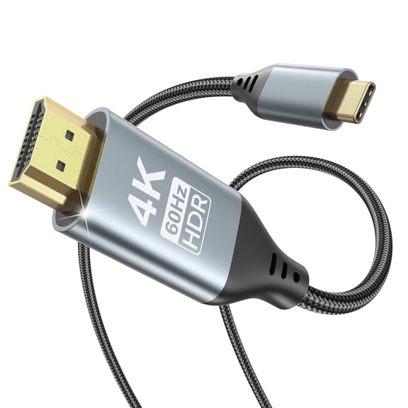 Hoey USB C to HDMI Cable 6ft, 4K HDR 60Hz Nylon Braided Cord for Gaming TV, Monitor, Projector