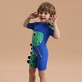thumbnail image 4 of BULLPIANO Toddler Boy Swimsuit One Piece Zip Bathing Suit Short Sleeve Rash Guard Sunsuits with UPF50+ Sun Protection,Size 5-6 Years, 4 of 9