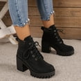 thumbnail image 2 of Women's Ankle Boots Fashion Heel Lace Up Platform Booties Comfortable Casual Leather Shoes for Everyday Use, 2 of 7