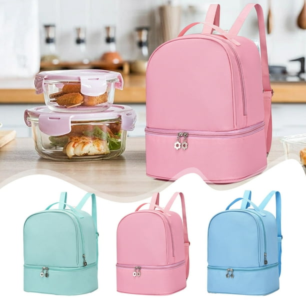 Mochila térmica 2 en 1 para el colegio y viajes - resistente al agua, acolchada, compartimentos grandes - azul cielo, verde, rosa
