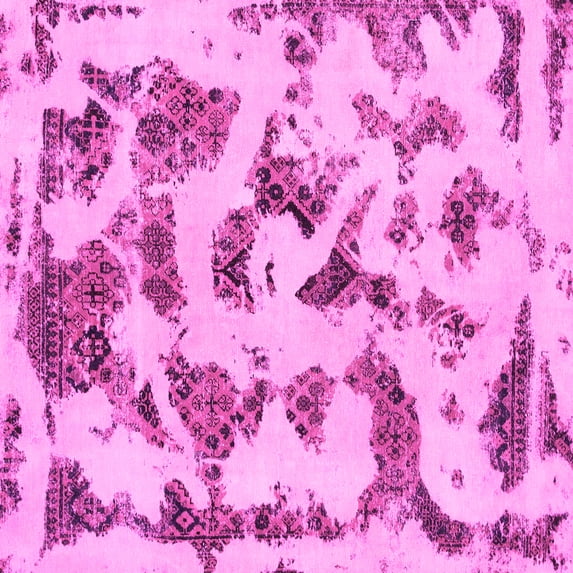 Ahgly Company Indoor Square Abstract Pink Modern Area Rugs, 5' Square