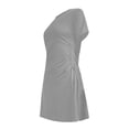 thumbnail image 3 of YFPWM Semi Formal Dresses for Women Mini Dress Plus Size Maturity Dresses Long Dress Leaf Dress Wedding Guest Knee Length Summer Dresses Solid O-Neck Dress Pleated Design, 3 of 6