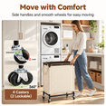 thumbnail image 5 of StorageWorks 2 Section Laundry Hamper, 100L Laundry Sorter Cart with Wheels and Handle, Beige, 5 of 8