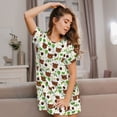 thumbnail image 3 of Wukai Cute Bear Print Women's Loose Short Sleeve Nightgown, Soft Sleep Dress for Comfortable Relaxation, Casual Lounge Wear, 3 of 6
