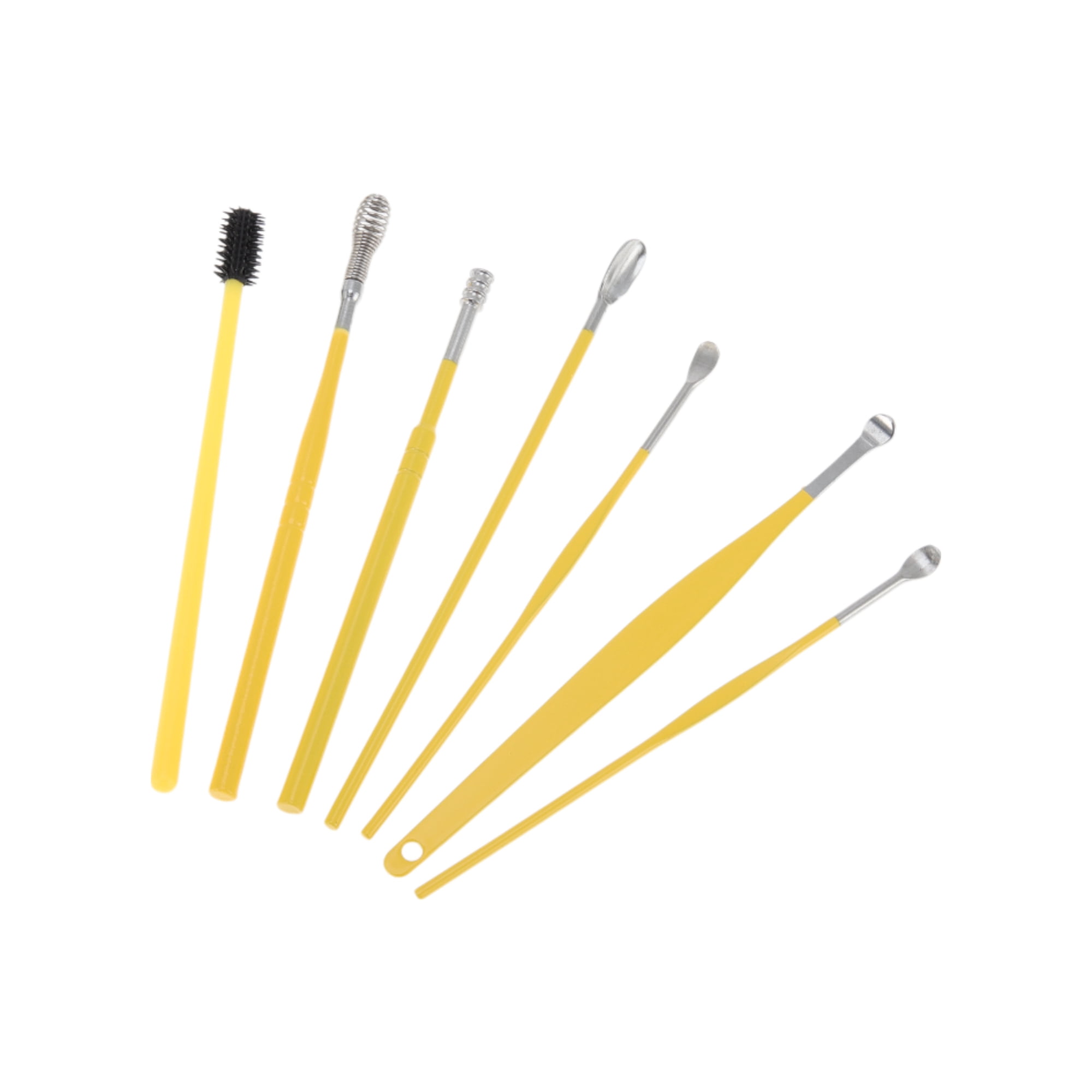 Unique Bargains Stainless Steel Earwax Cleaning Tool Kit 7Pcs Yellow
