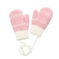 thumbnail image 4 of Bmisegm Toddler Winter Gloves Knitted Thermal Lined Thick Cartoon Print Neck Lanyard Mittens Pink_002, 4 of 4