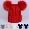thumbnail image 2 of GROFRY Women Hat Solid Color Plush Balls Autumn Winter Fluffy Pompoms Beanie Cap for Outdoor, 2 of 8