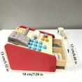 thumbnail image 2 of Wooden Pretend Play Cash Register Toy With Calculator And Credit Card Scanner Educational Counting Money Toy For Kids Learning Math Skills 822G Weight, 2 of 7