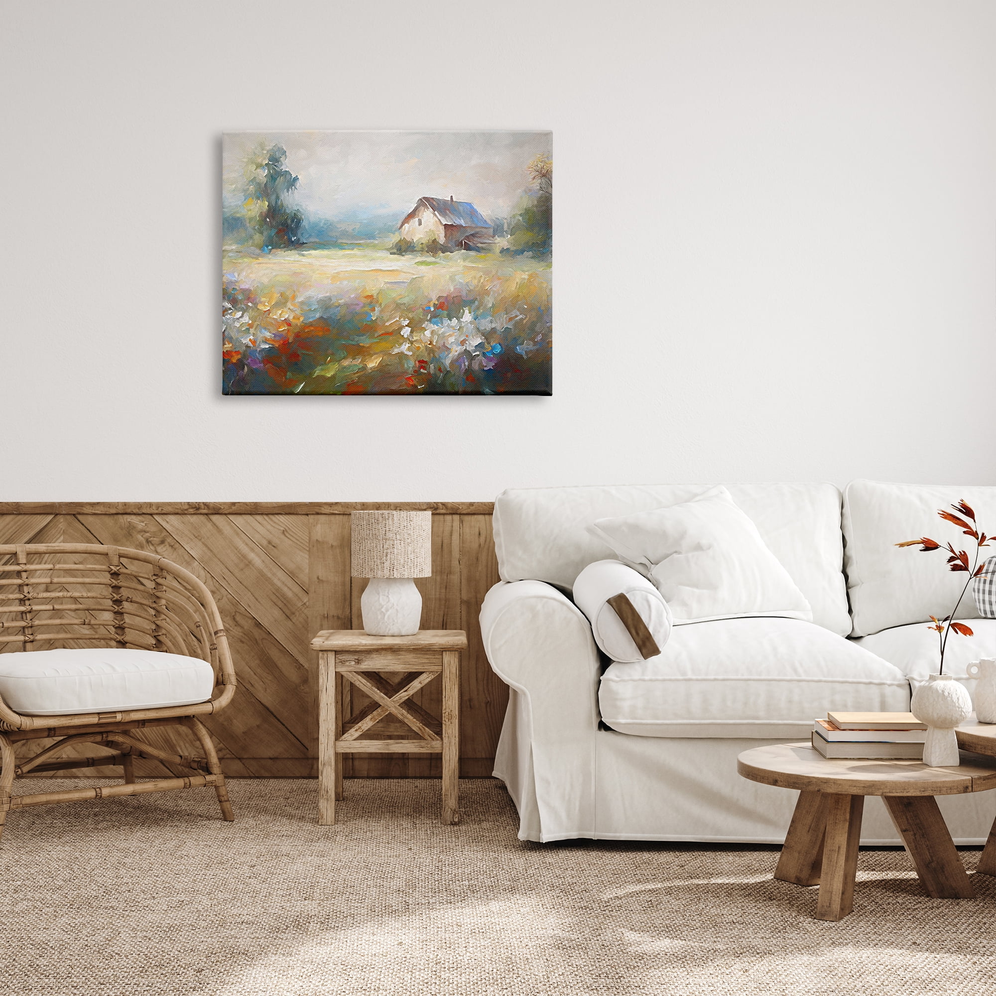 Stupell Industries Floral Countryside Abstraction Landscape Painting Gallery Wrapped Canvas Art Print Wall Art, 40 x 30