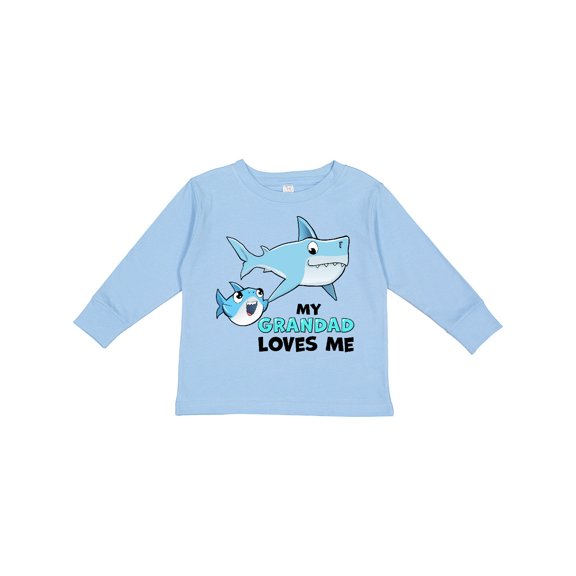 Inktastic My Grandad Loves Me with Cute Sharks Boys or Girls Long Sleeve Toddler T-Shirt